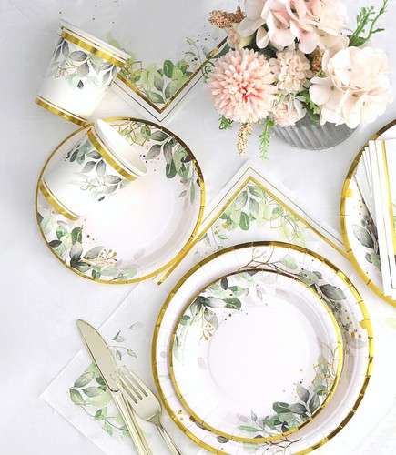 Greenery Plates and Napkins Party Supplies - Serves 16 - Green Plates Party C... - Picture 6 of 6