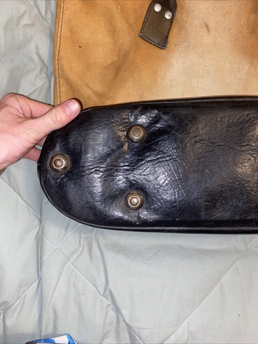 Bolso de Mano Vintage Raro Militar Hecho en EE. UU. Lona y Cuero A6944 - Imagen 6 de 17