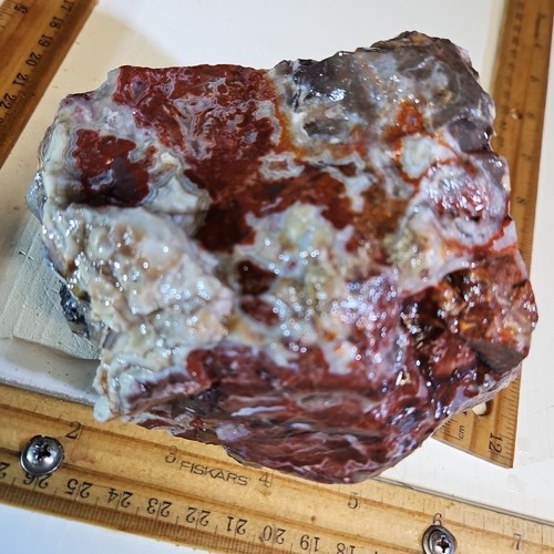 Crazy lace agate rough. Beautiful banding, 2lbs 6.4oz great color. - Picture 16 of 18