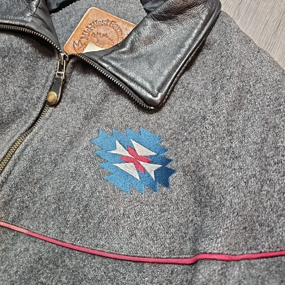 Vintage Midwest Garment Co Wool Aztec Western Bomber Jacket Size M - Image 2 of 4