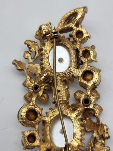 Broche prendedor vintage de diamantes de imitación de perlas con manchas - Imagen 9 de 12