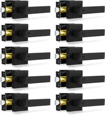 Privacy Door Levers, 10 Pack Matte Black Door Handles Heavy Duty Bed and Bath Do