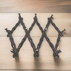 Vtg 10 Peg Wooden Expanding Accordion Wall Hanging Rack Hat Coat Purse MCM Boho 