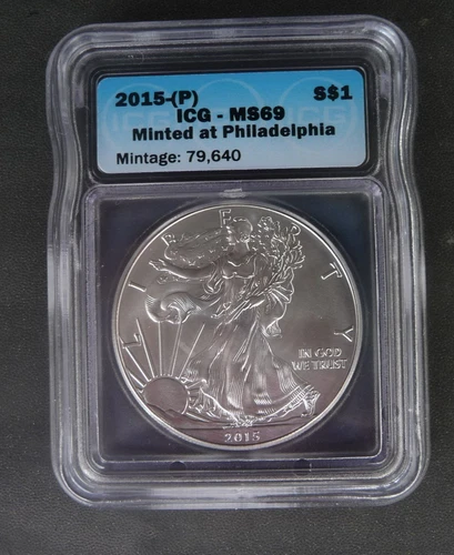 2015 (P) silver American eagle ICG MS 69 Minted in Philadelphia