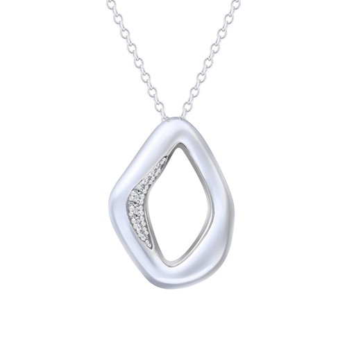14K White Gold Plated Silver Pendant Necklace With 0.10 Ct. Lab Grown Diamond - Picture 7 of 18