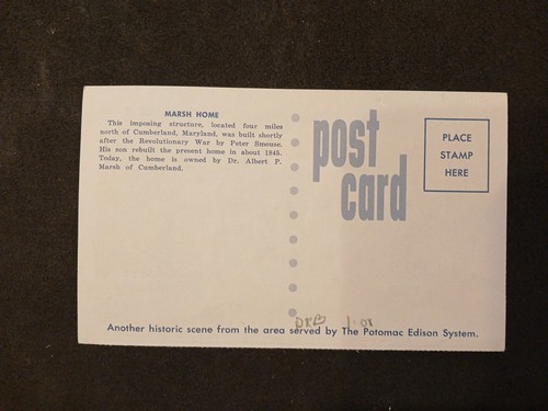 Marsh Home Cumberland MD Vintage Papier Postkarte - Bild 2 von 2