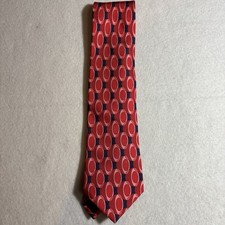 Gucci Tie Mens Red Blue Geometric Circle Print 100 Silk Made in Italy Designer