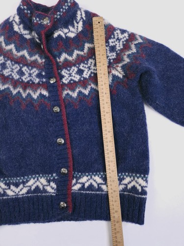 Woolrich Vintage Mohair Wool Navy Blue White Cardigan Sweater Womens S/M - Picture 9 of 14