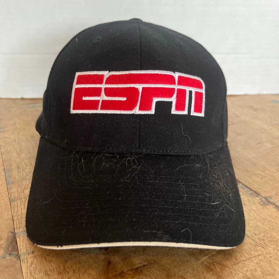 ESPN Black Hat Adjustable Adult Size L/XL Black ESPN Hat Baseball Cap - Image 4 of 4
