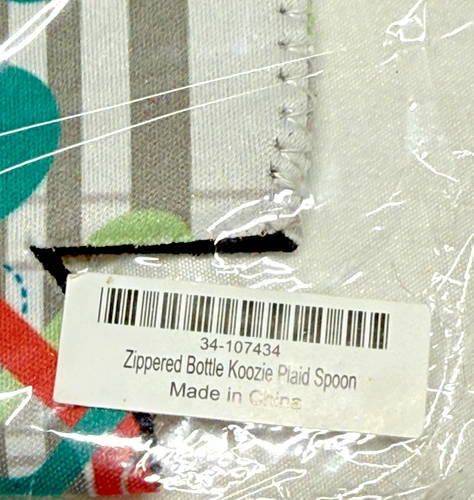 New in Package Pampered Chef Bottle Koozie Zippered Plaid Spoon - Picture 4 of 4