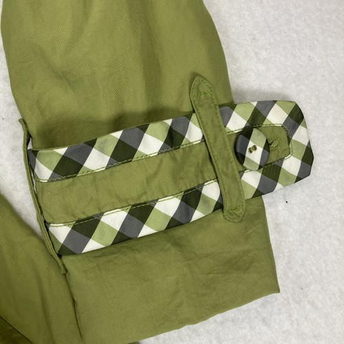 Forever 21 Twist Vintage Lime Green Trench Coat With Plaid Accents Small - Picture 3 of 6