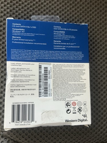 🔥WD Blue 2TB SA510 SATA Internal Solid State Drive SSD WDBB8H0020BNC-WRWM NEW - Afbeelding 4 van 9