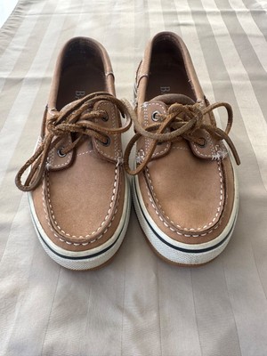 Women s Size 5 1/2  Bass Cayman Loafer Leather Lace Boat Shoes Tan