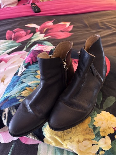 Country Road Sandie Zip Flat Black Leather Boots Size 40 - Picture 6 of 10