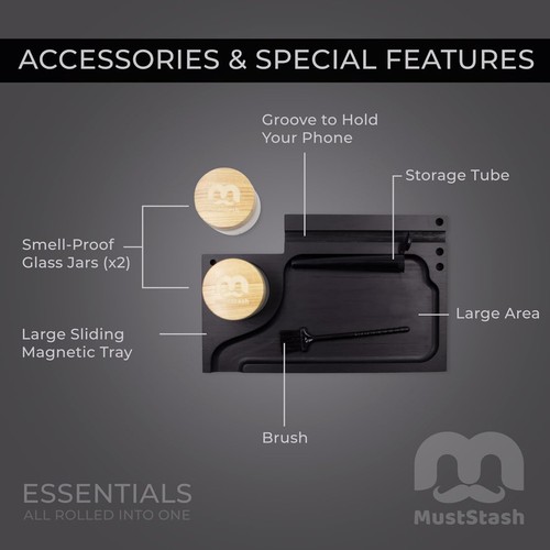 MustStash Large Box with Smell-Proof UV Glass Jars - Storage Box, Bamboo Box ... - Picture 4 of 6