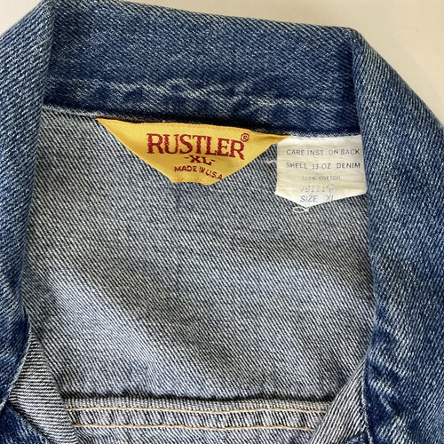Vintage Rustler Denim Jacket Men Size XL Made In USA Cotton Trucker Western 90s - Picture 2 of 9