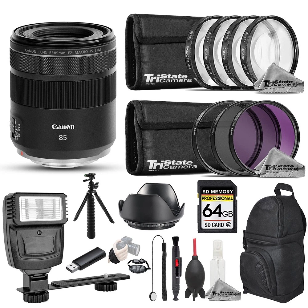 Canon RF 85mm f/2 Macro IS STM Lens - 19pc 64GB Pro Bundle | eBay