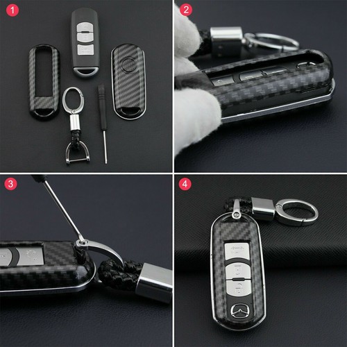 Car Smart Key Case Cover+ Key Chain Fits For Mazda 2/3/6/CX3/CX5/CX9/MX5 - Picture 6 of 6