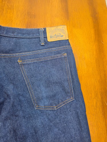 Pantalones de mezclilla vintage JC Penney para hombre 38 x 26 bolsillos lisos crudos occidentales usados en excelente estado - Imagen 15 de 18