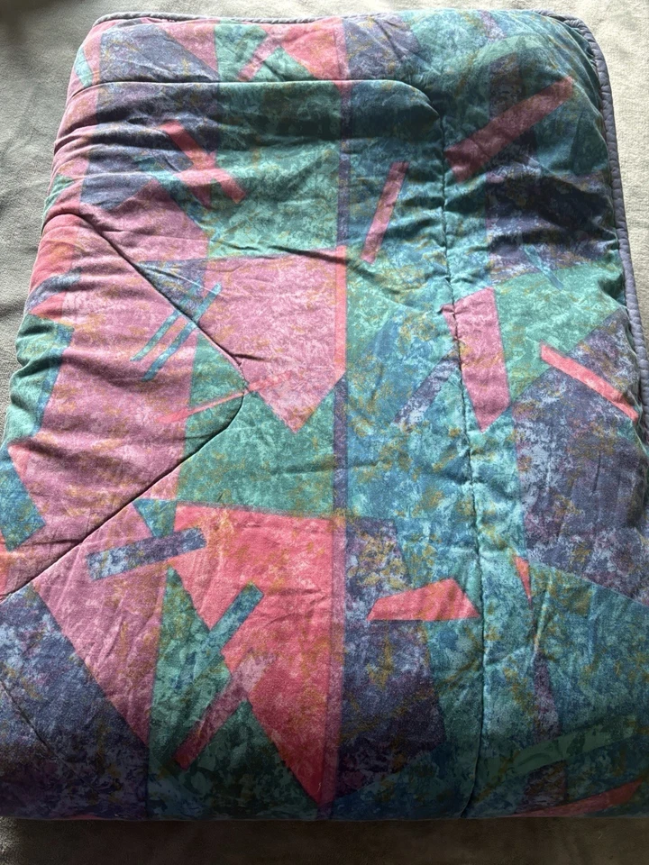 Edredón vintage Springmaid retro salvado por la campana abstracto años 80 90 Y2K COMPLETO Foto 4 de 4