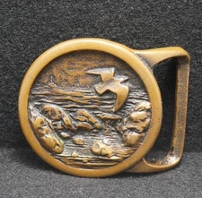 WA09154 VINTAGE 1975 TECH-ETHER **SEASCAPE I** SOLID BRASS ART BELT BUCKLE