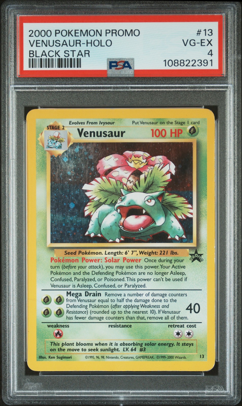 2000 POKEMON PROMO BLACK STAR #13 VENUSAUR-HOLO PSA 4 - Main Image