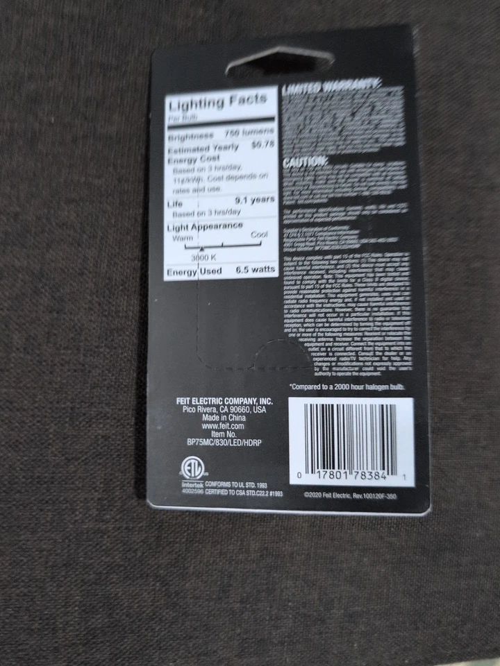 Feit Electric T4 LED Light 6.5 W 120 V BP75MC/830/LED/HDRP - Image 2 of 2