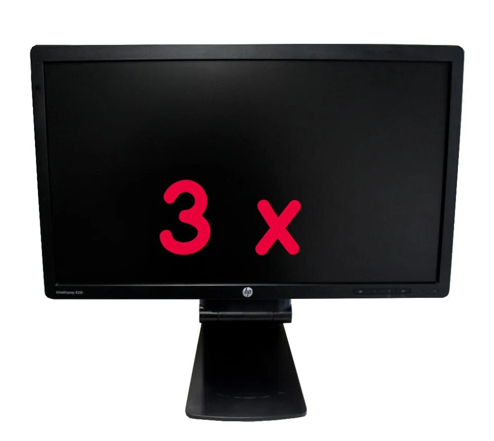 3 x HP EliteDisplay E231 Monitor 23 Zoll 1920 x 1080 16:9 DVI VGA DP