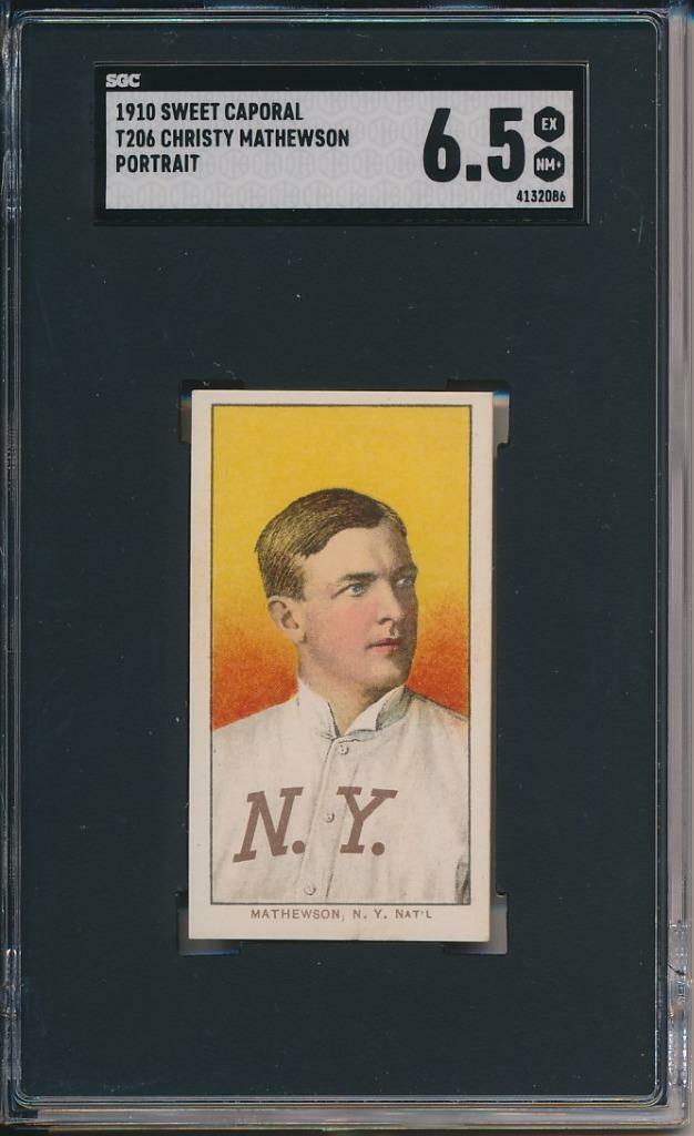 Christy Mathewson 109-11 1910 T206 Portrait Sweet Caporal Back Clean! SGC 6.5