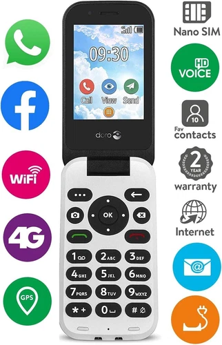 Doro 7030 Unlocked Dual SIM 4G Easy-to-Use Senior Clamshell Mobile Phone - Black - Picture 5 of 6