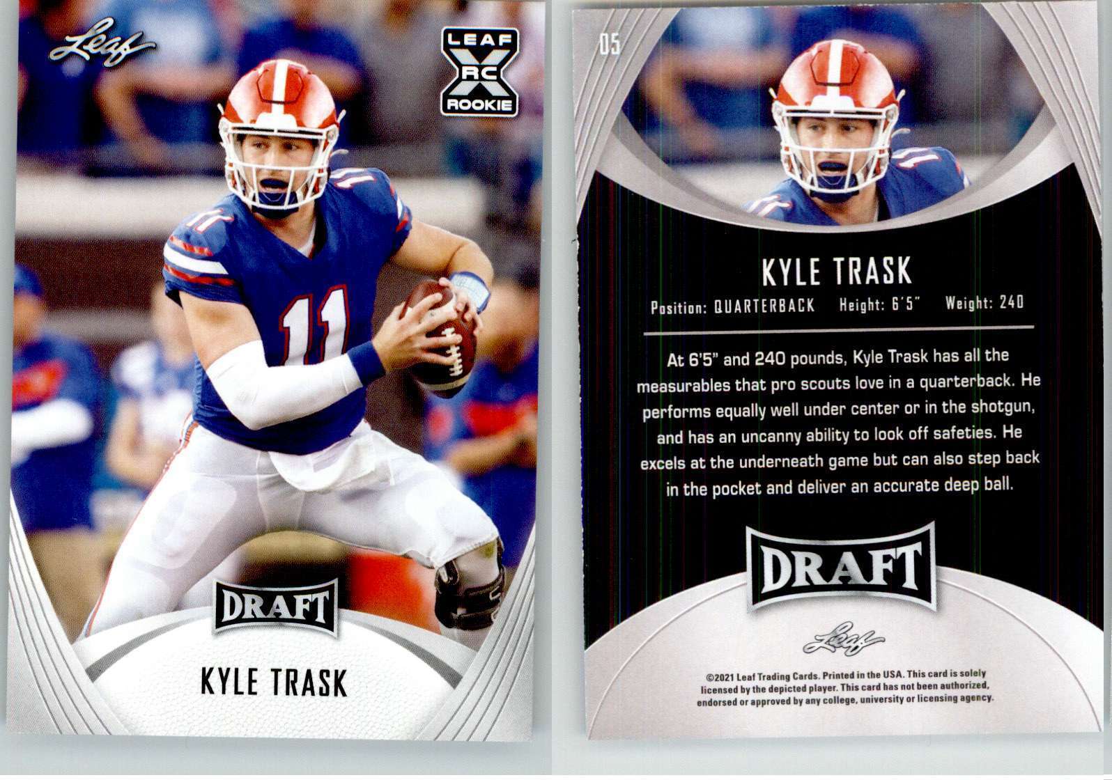 Kyle Trask 2021 Leaf Draft #05 Florida Buccaneers RC Rookie