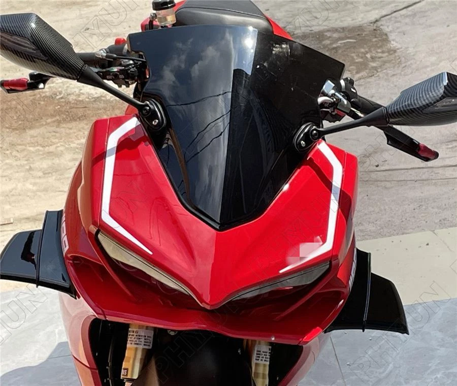 Universal Motorcycle Winglets Wind Fin Spoiler Air Deflector Carbon Fiber Look — 第 4/4 张图片