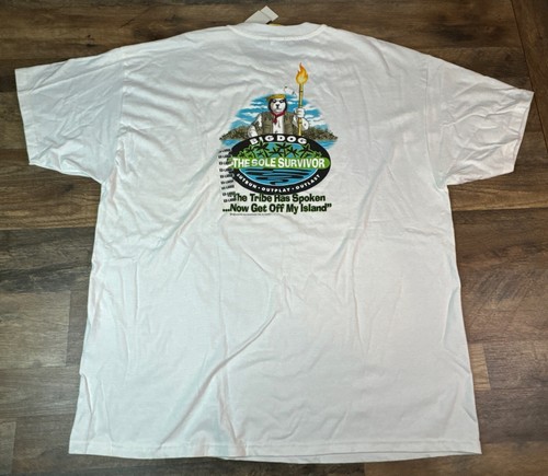 Vintage BIG DOGS The Sole Survivor Parody Double Sided T-Shirt Size XXL 2000 New - Picture 14 of 19