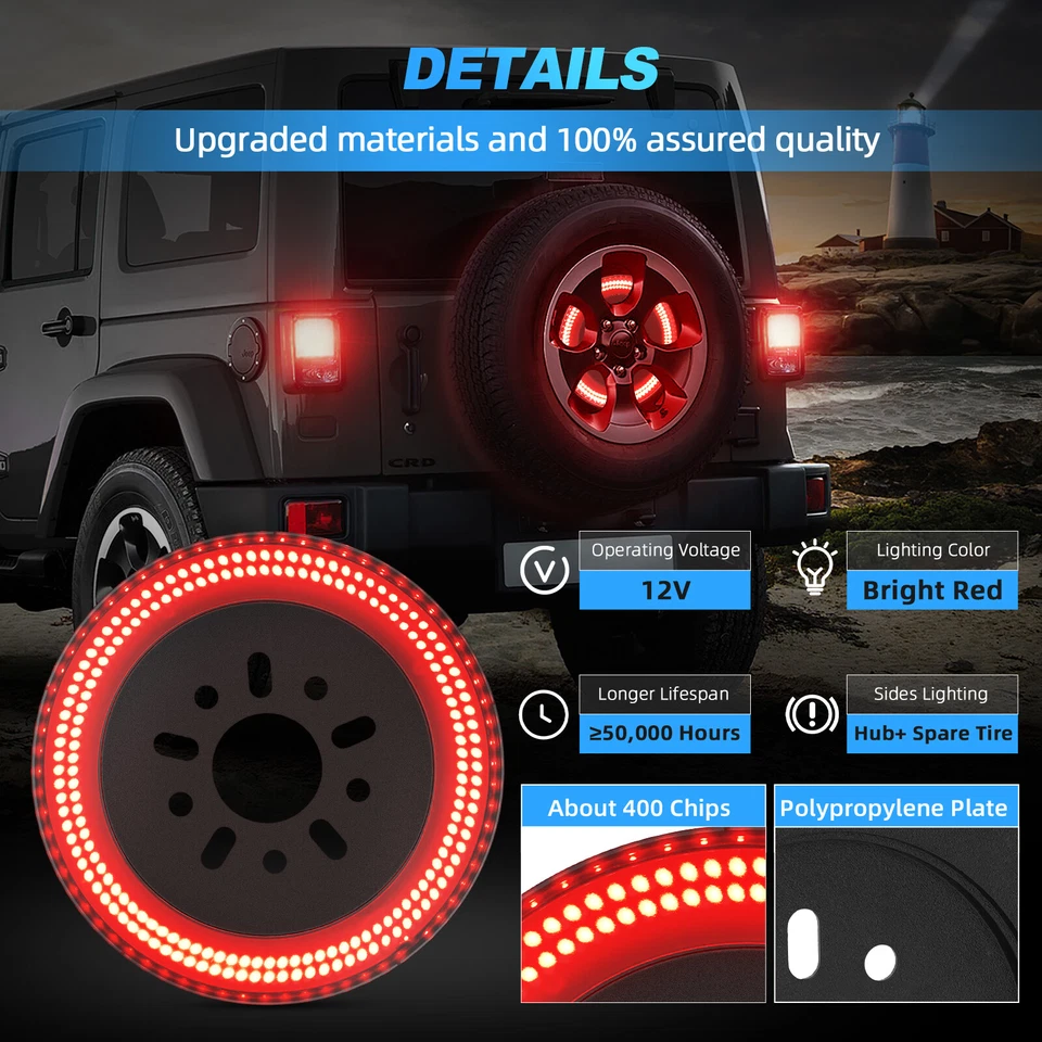 200LEDs Dual Row Third Spare Tire Brake Light For Jeep Wrangler JK JKU 2007-2018 - Изображение 3 из 4