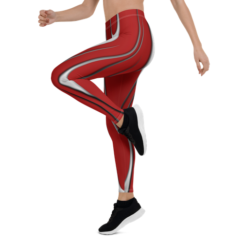 Silver Flames, Flames, Red Flames, Red and Silver Flames, Full Length Leggings - Picture 12 of 37