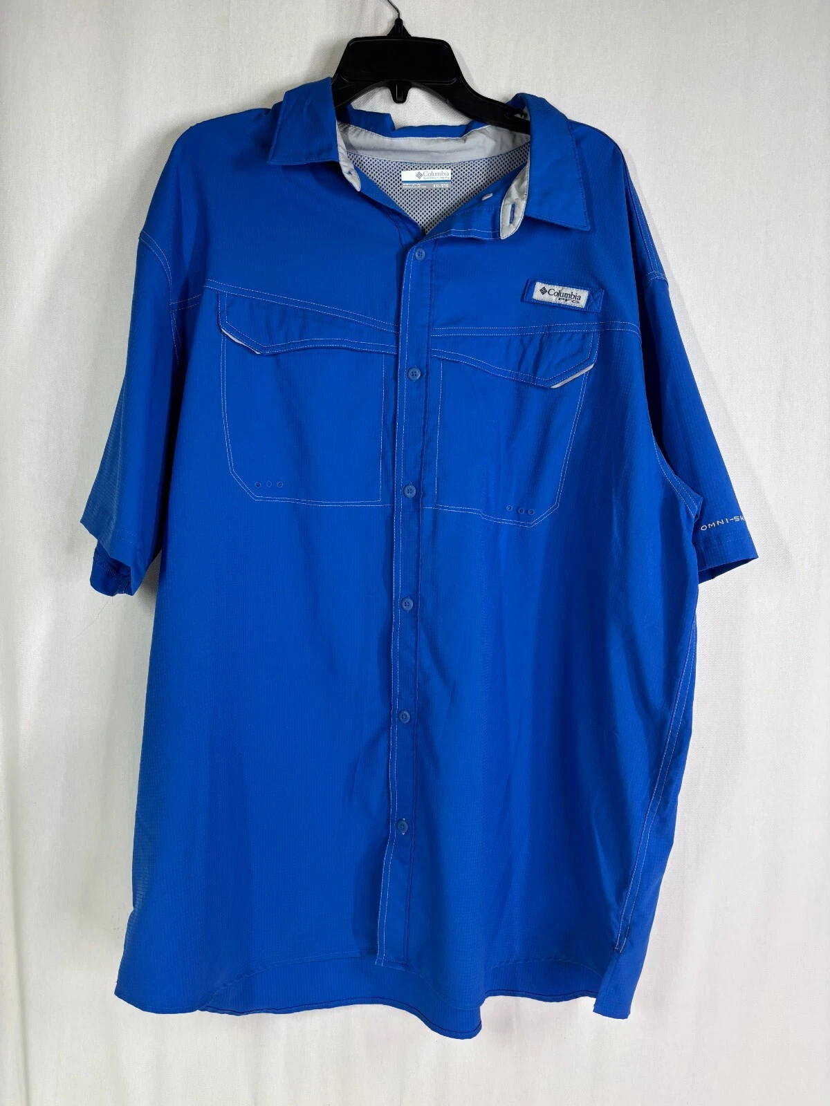 PFG Columbia Men's Blue Button Up Fishing Shirt XXL