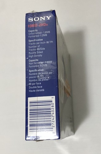 Sony MD-2HD 5.25" 1.6MB Floppy Disk 10-pack Sealed MD-2HDA Double Sided - Afbeelding 4 van 6