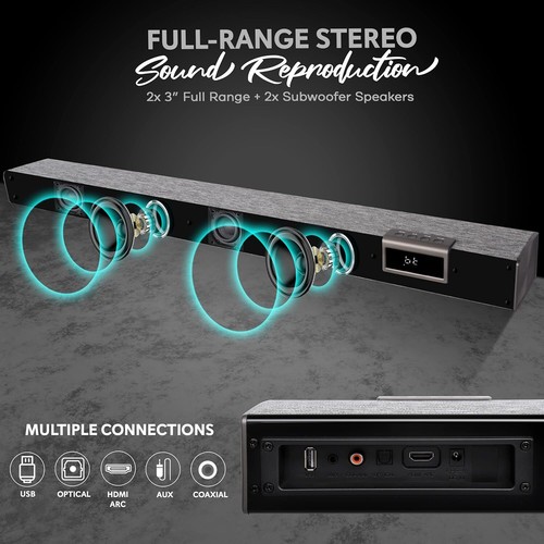 Pyle 35-Inch 2.1 Channel Convertible Soundbar,WirelessBT Speaker w/RemoteControl - Picture 3 of 6