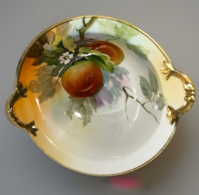 Nippon Morimura Bowl Antique Gold Gilt Fruit Tree Peach Bird Motif