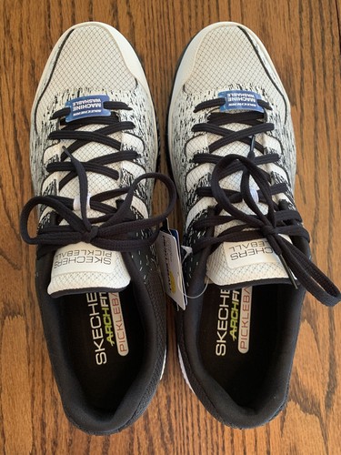 New Men's Skechers Court Shoes Size 12 Viper Pickleball Black White Arch Fit - Picture 4 of 22