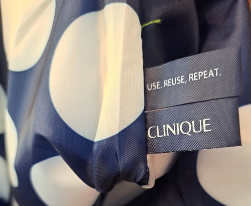 Clinique x Kate Spade New York Shoulder Tote Bag Navy White Stripe Green Handle - Picture 5 of 9