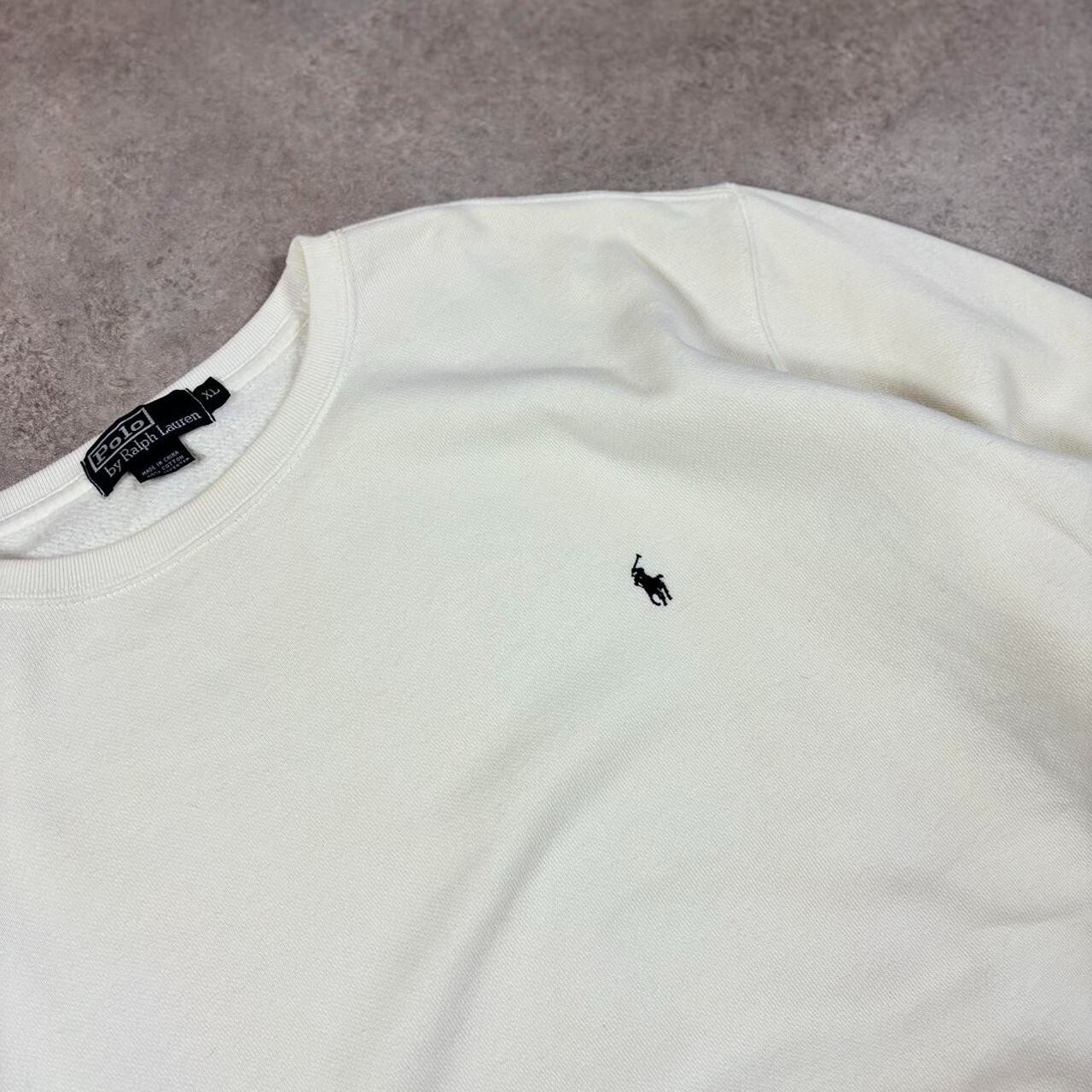 Felpa Ralph Lauren vintage bianca boxy fit maglione ricamato dettaglio pony