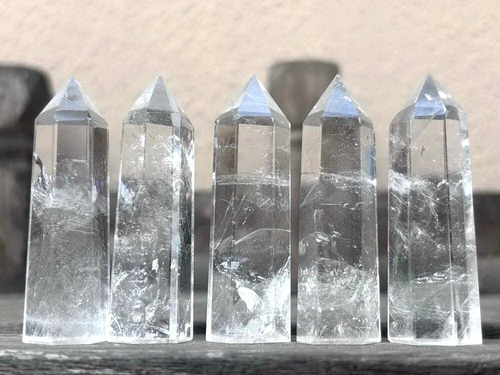 5pcs  2''+ Clear Natural Quartz Crystal Point Wand Tower Obelisk Healing Master