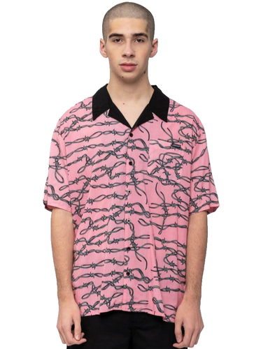 SANTA CRUZ - Barbed Wire Shirt - Short Sleeve - Large / SCS Skateboard Co' Pink - Picture 1 of 5