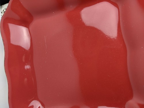 Pottery Barn Set of 6 hors d'oeurve Plates ~5x5 Inches Red Color Portugal DEC21 - Picture 6 of 11