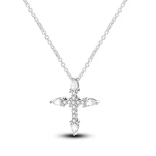 MULA Original Sparkling CZ Cross Pendant Necklace For Women 925 Silver Plated