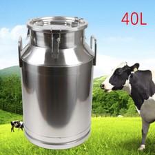 40L Stainless Steel Milk Can Milk Jug Bucket Tote Oil Storage Container with Lid