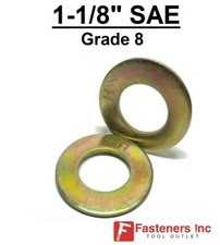 1-1/8" SAE Flat Washers Thru-Hardened Grade 8 Yellow Zinc Choose Qty 2.25"OD