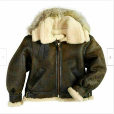 WW2 Aviator 100 sheepskin B3 Mens RAF Leather Jacket Flight Bomber Flying irvin