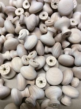 20 NEW UNFINISHED Small Oak 1-1/8” ROUND WOOD CABINET KNOBS INV-X58